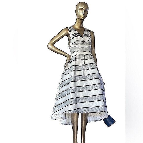 ANGL black & white high lo party dress. Med, Cut out back fully lined, pockets - Picture 1 of 10